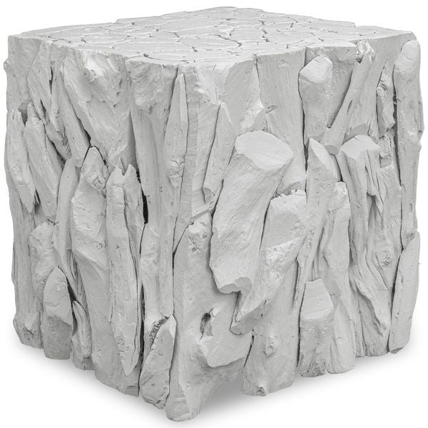 Cubo composito radice di teak, Colore Bianco
