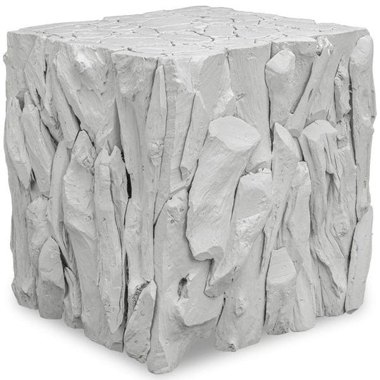 Cubo composito radice di teak, Colore Bianco