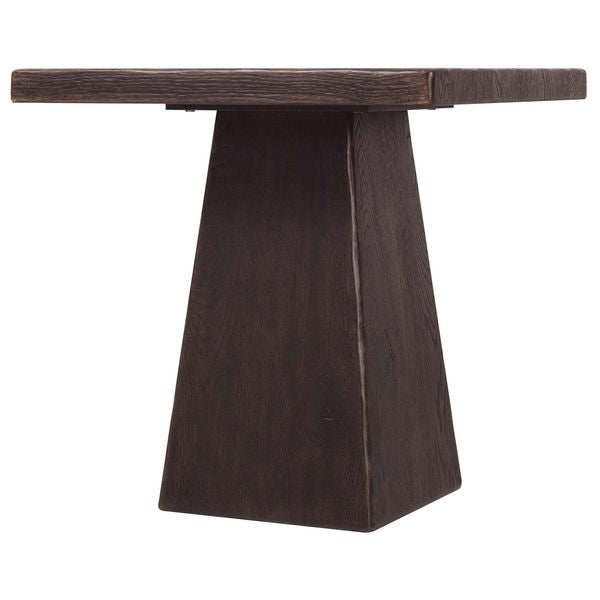 Tavolino d'angolo quadrato legno fluttuante, Legno Bruciato